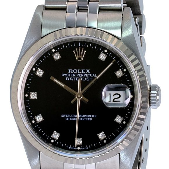 Black Dial Rolex 36mm FÃ¼r Herren ROLEX DATEJUST BLACK DIAMOND